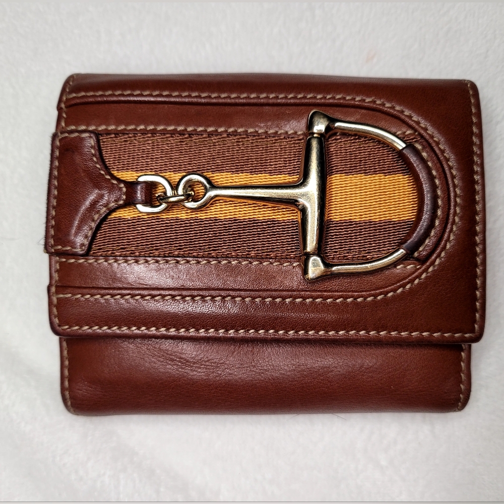 Gucci Sherry Horsebit Brown leather bi-fold snap Wallet